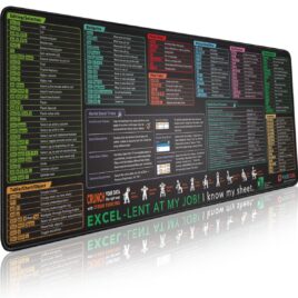 Excel Shortcut Keys Mouse Pad – Extended Large XL Cheat Sheet Gaming Mousepad | PC Office Spreadsheet Keyboard Mat | Non-Slip Stitched Edge