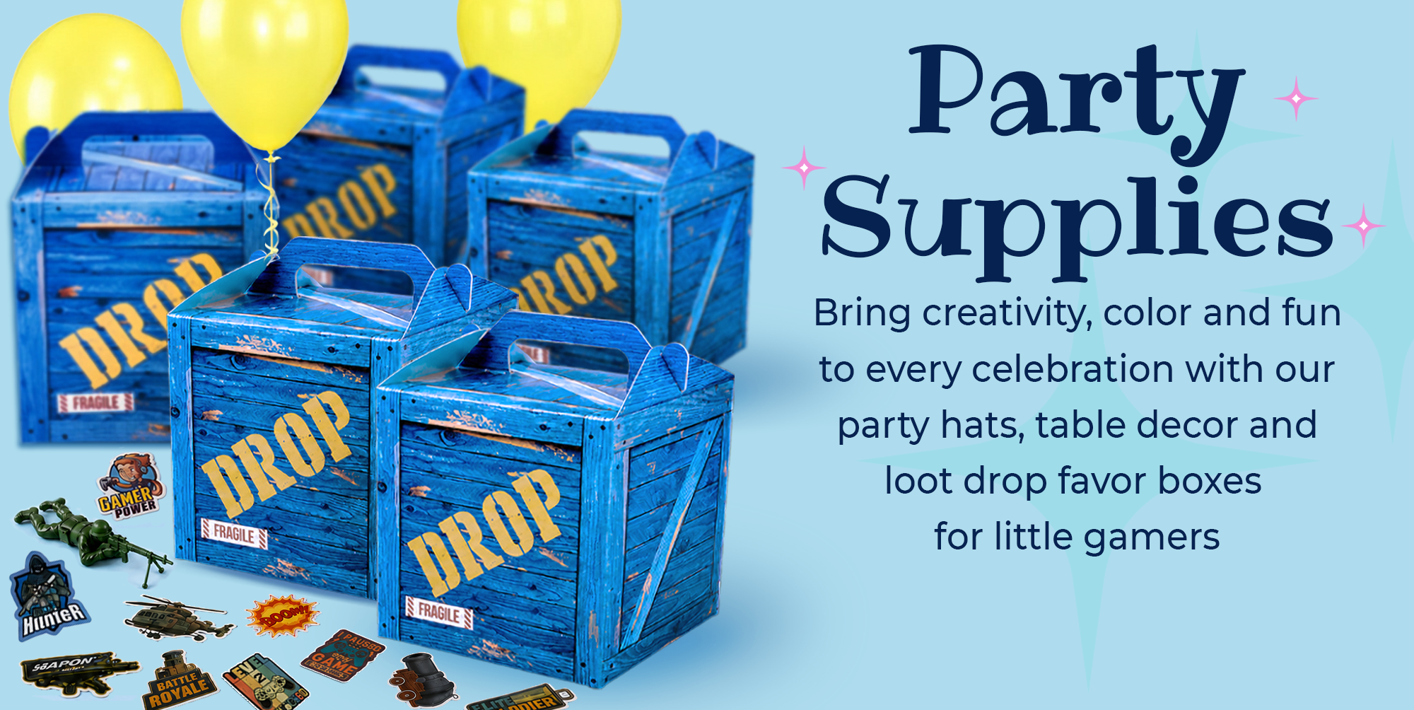Loot drop party favor boxes