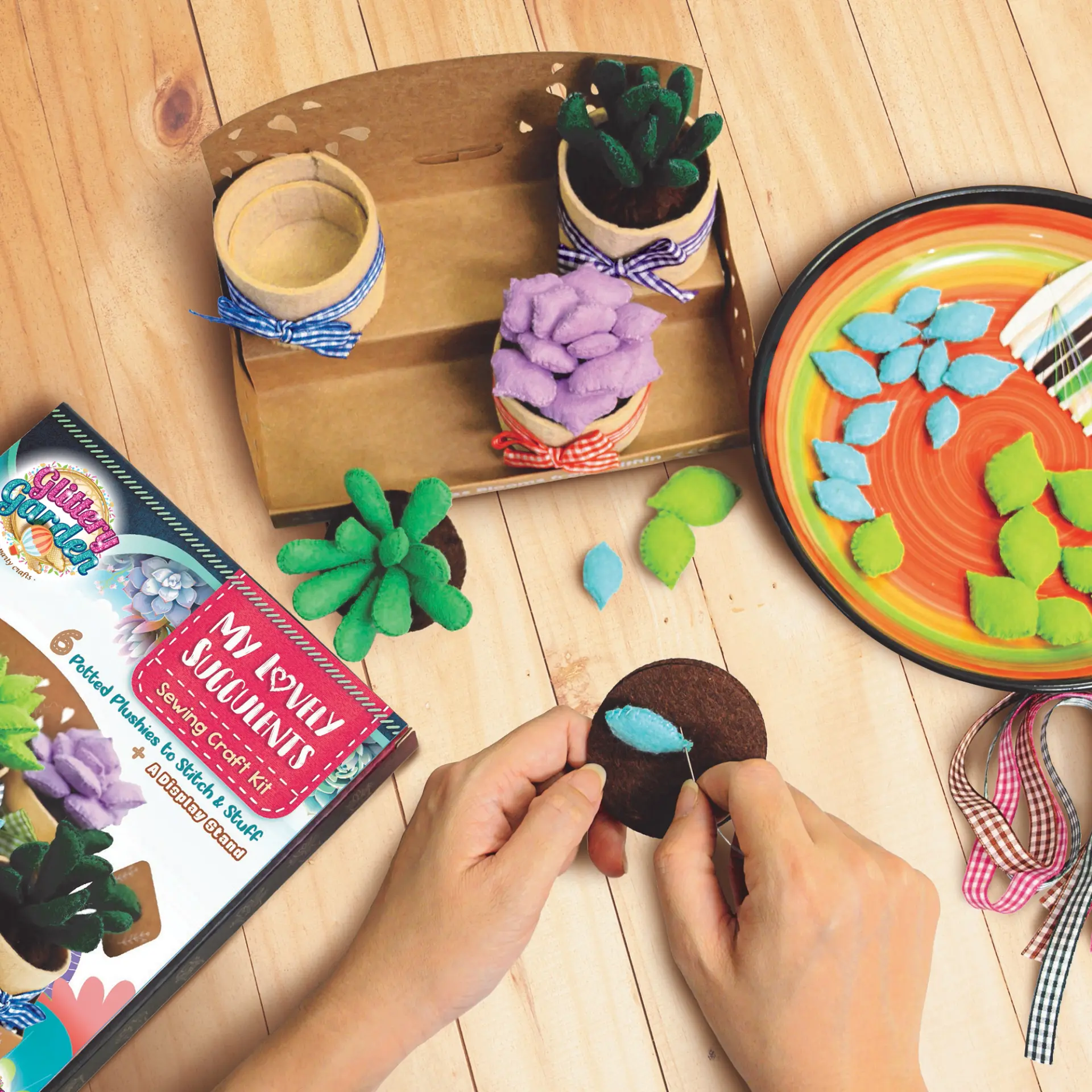 My Lovely Succulents felt sewing craft kit with potted plushies
